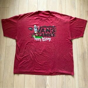 Vans Family Happy Holidays T Shirt in Red Men’s Size 3XL